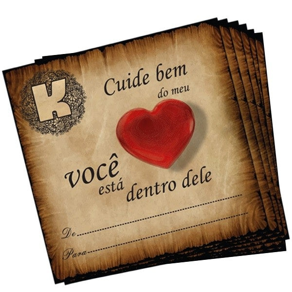10 CARTÕES DE PRESENTE - CUIDE BEM DO MEU CORAÇÃO